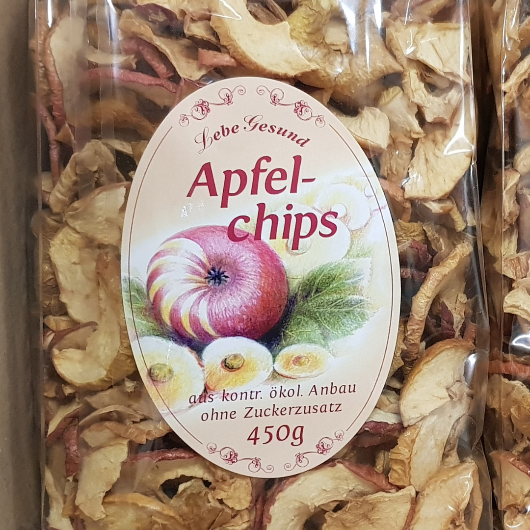 Bio Apfelchips: Karton mit 20 Päckchen à 450 g