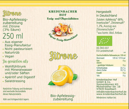 Etikett Zitronen Trinkessig