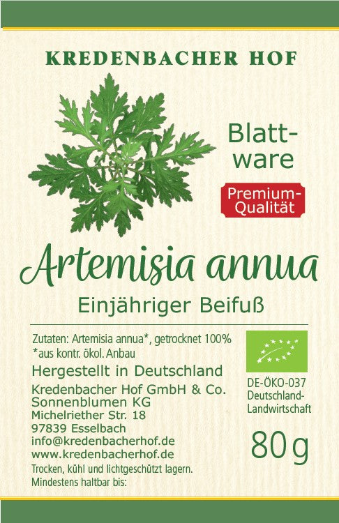 Etikett Bio Artemisia annua Blattware 80 g aus deutschem Bio-Anbau