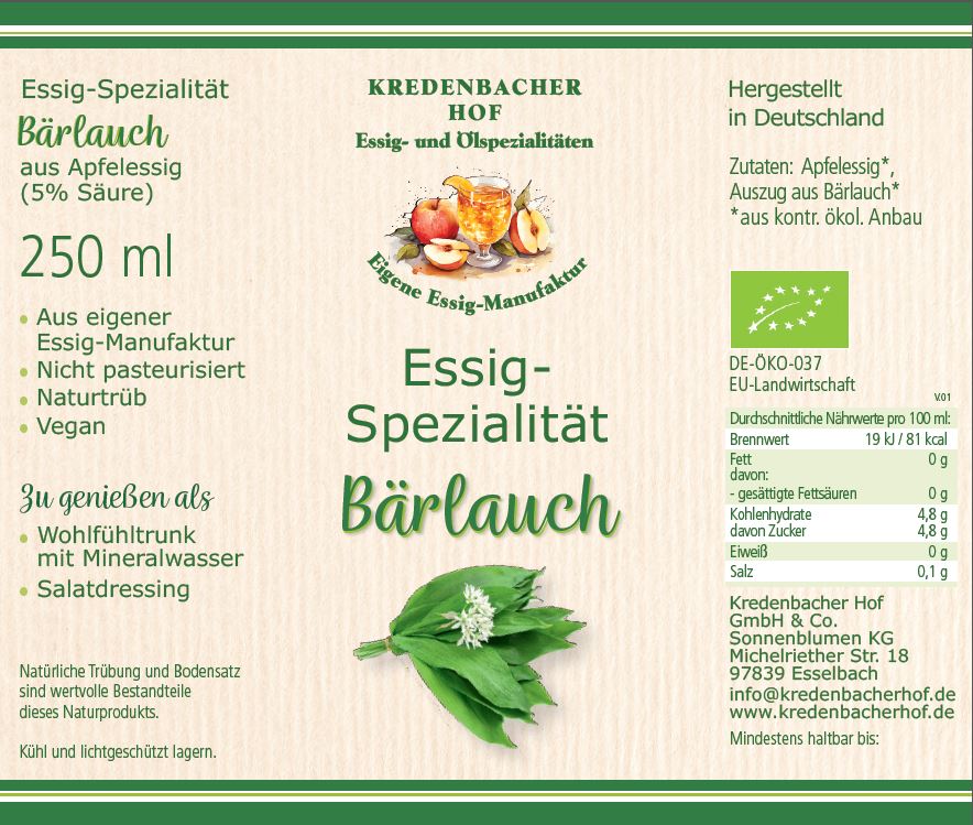 Etikett Bärlauch Trinkessig