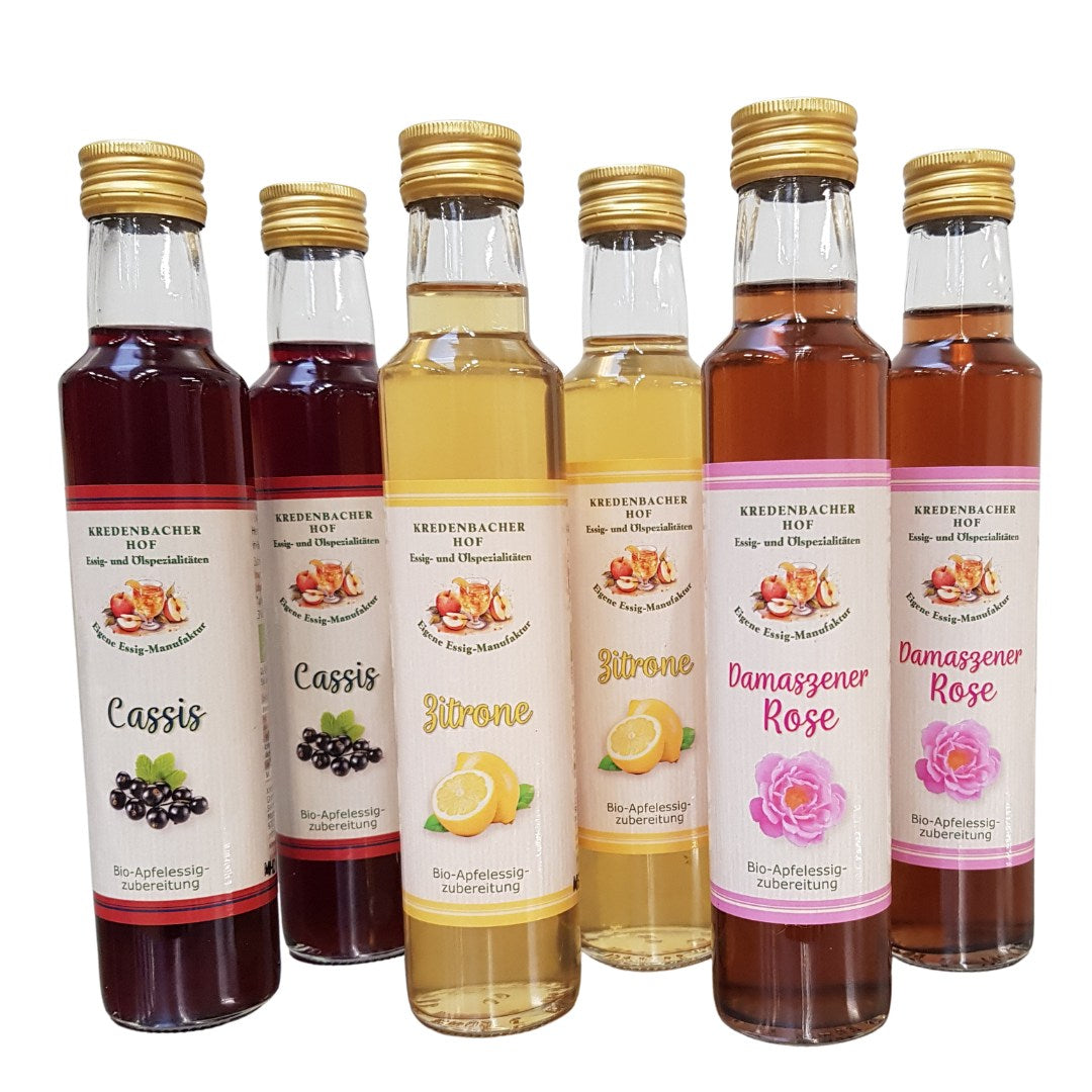 Set_Aperitifessige_Cassis_Zitrone_Damszener_Rose_6er